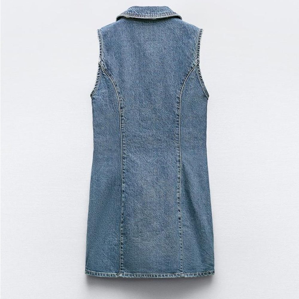 ZARA TRF FITTED DENIM DRESS - Picture 4 of 11